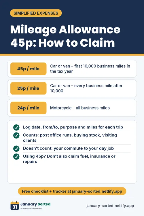 Tip card: Mileage allowance 45p how to claim