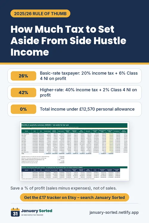 Tip card: How much tax to set aside side hustle
